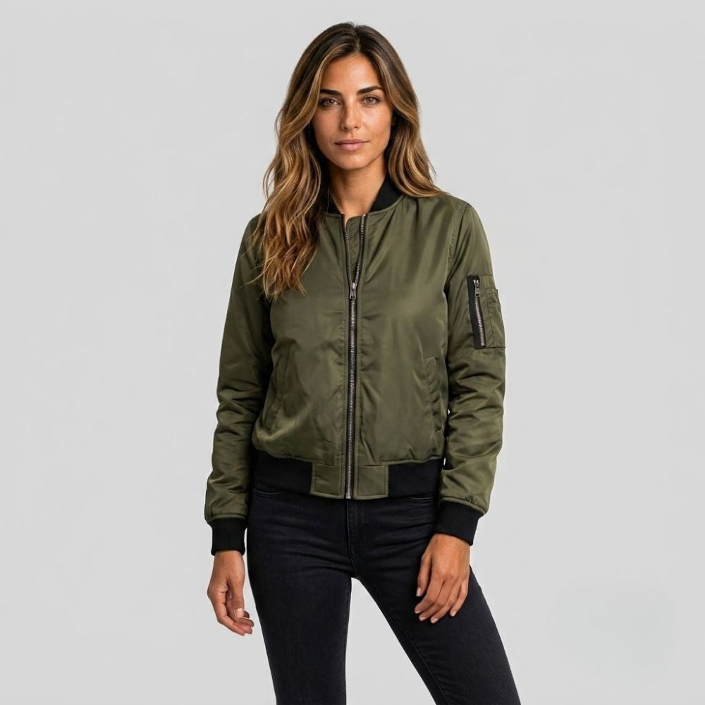 Sheila | Chaqueta Bomber con Cierre y Cuello Acanalado