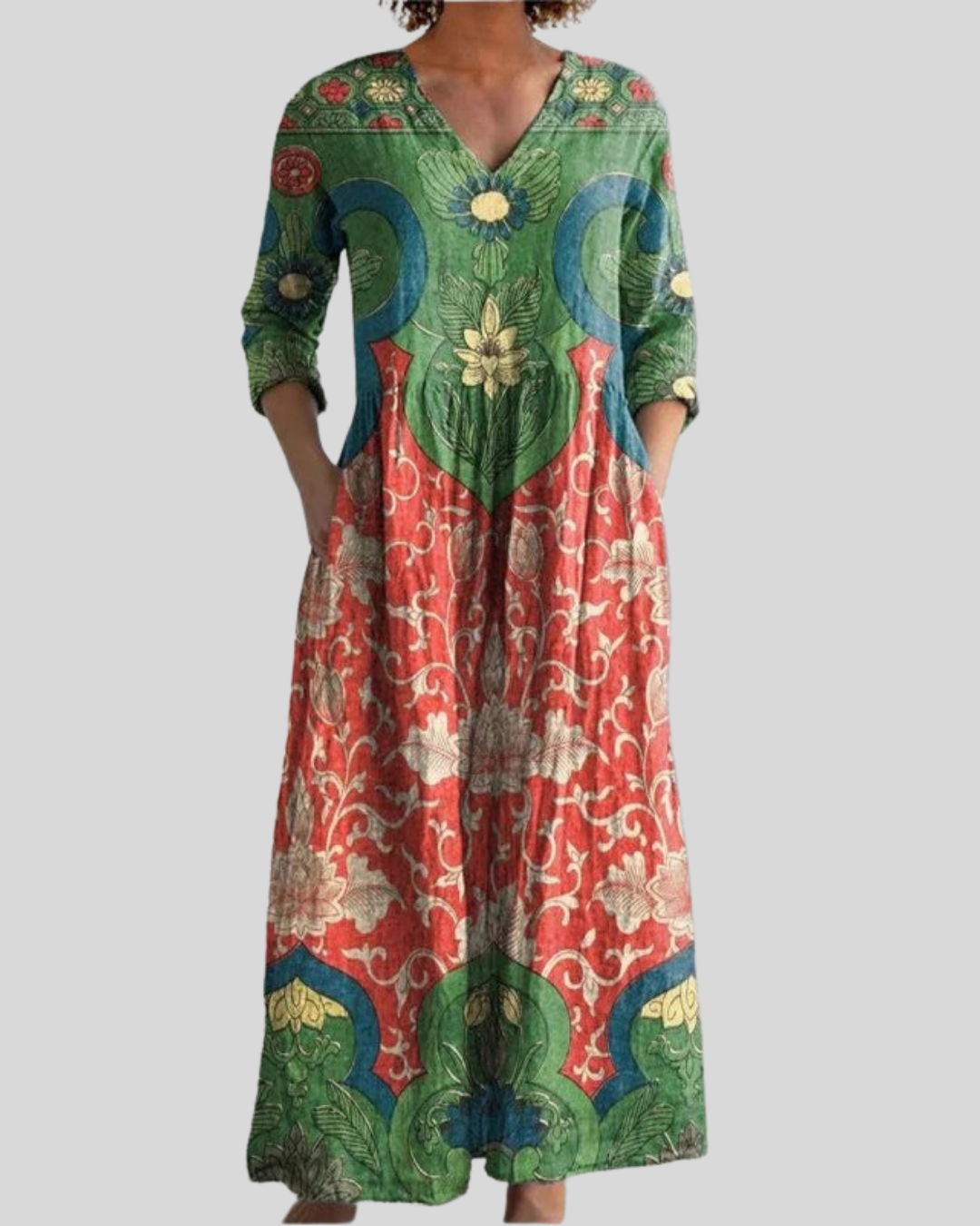 Bernadine | Vestido Largo Floral con Escote en V