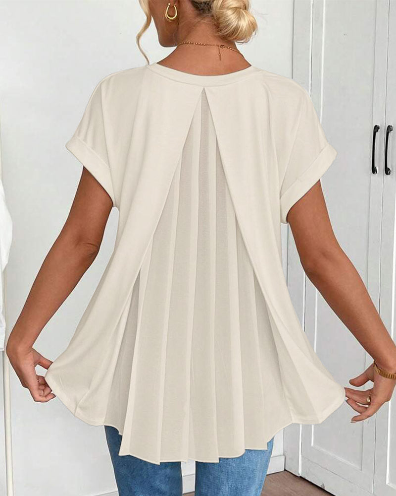 Liyanna - Blusa de Manga Corta Con Pliegues en la Espalda
