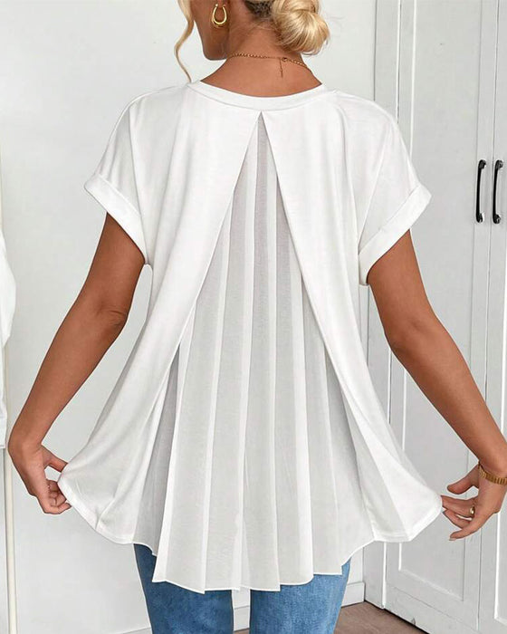 Liyanna - Blusa de Manga Corta Con Pliegues en la Espalda