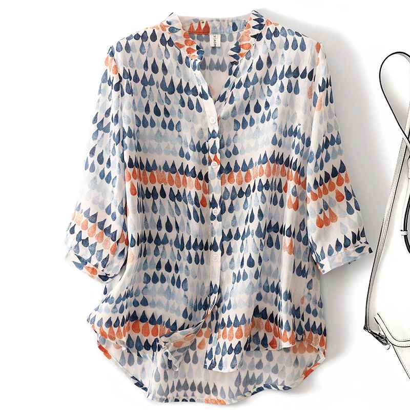 Rusina - Blusa Con Estampado Floral Cuello en V y Botones