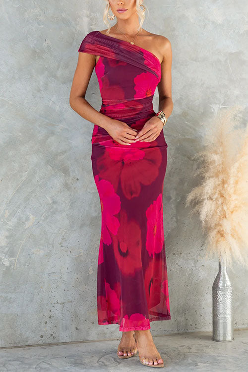 Lindsey | Vestido Largo Floral De Un Hombro