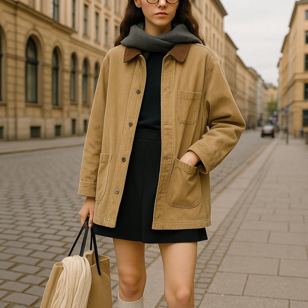 Prismflow | Chaqueta de mezclilla con cuello contrastante