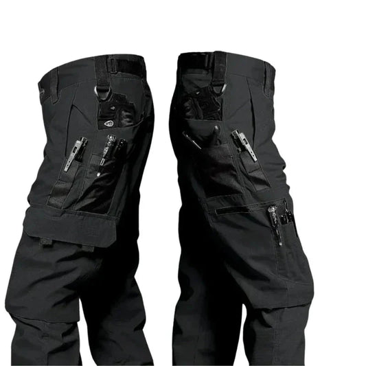 Willie | Pantalón Cargo Negro Con Múltiples Bolsillos