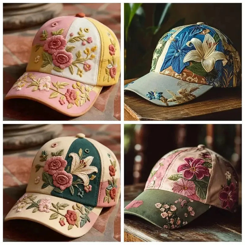 Virinia - Embroidered Floral Baseball Cap