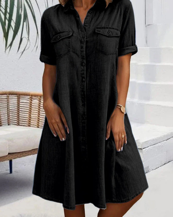 Sveta | Vestido Camisero de Estilo Vaquero con Botones en la Parte Delantera