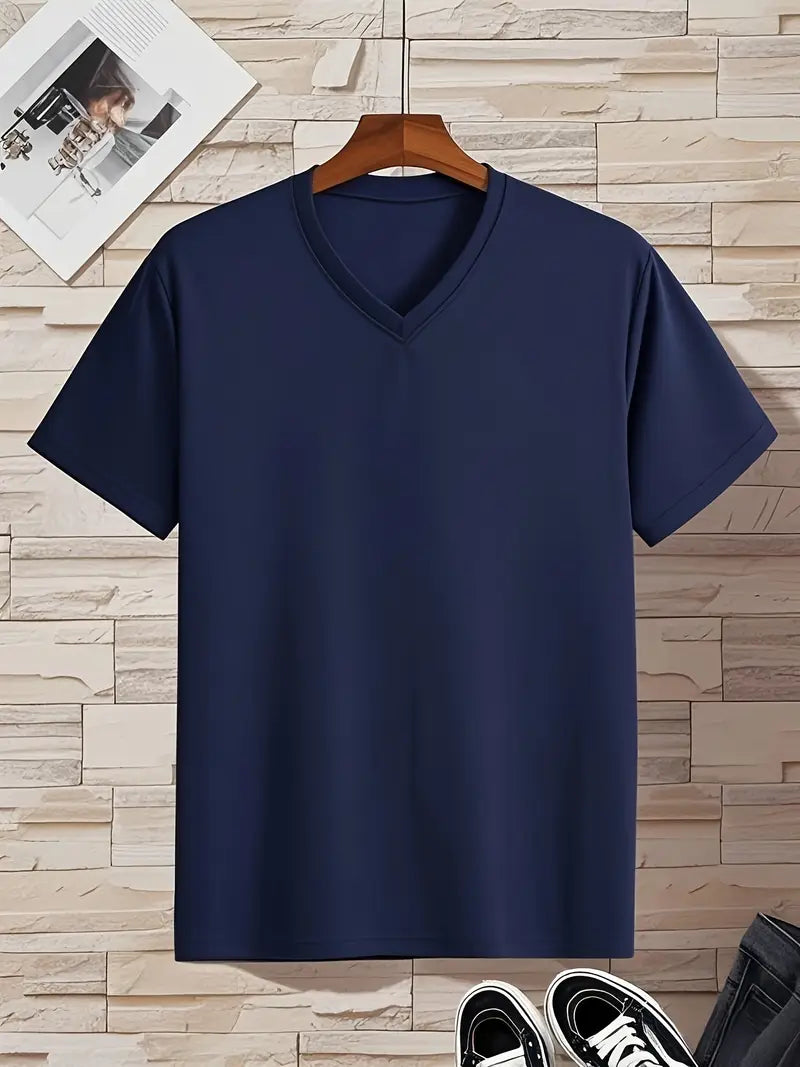 Fraga - Camiseta de manga corta con cuello en V y corte entallado