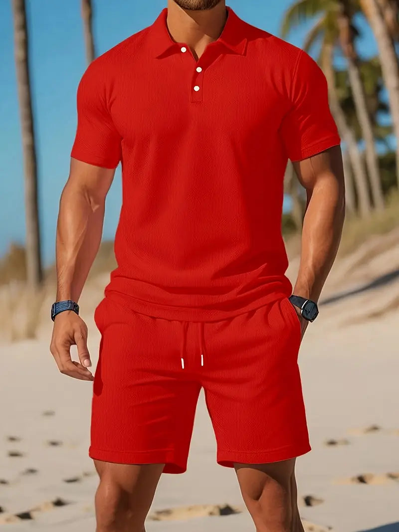 Kelvin | Conjunto De Polo Y Pantalones Cortos Con Textura