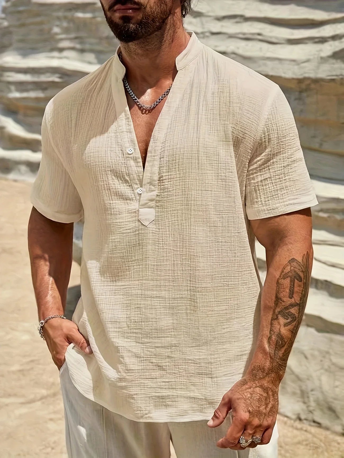 Sancho | Camisa Manga Corta Cuello Mao