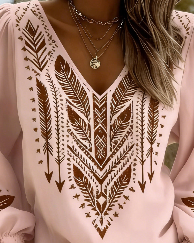 Grazina | Blusa Holgada Estampada con Cuello V