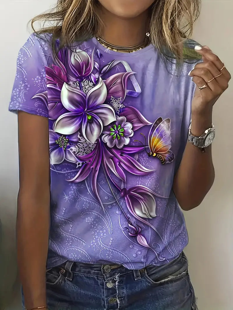 Carlisa | Camiseta De Manga Corta Con Estampado Floral Y Mariposas
