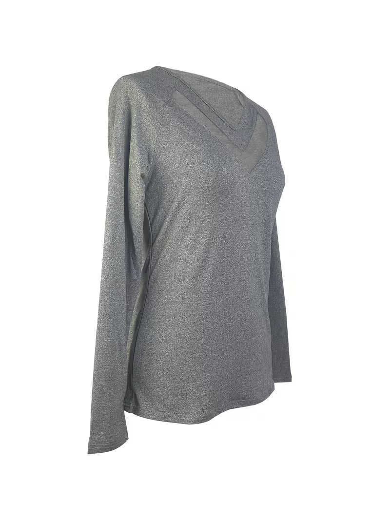 Mesha | Top De Manga Larga Con Cuello en V De Malla