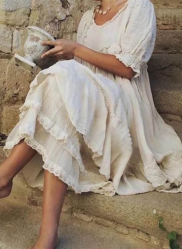 Tannaz | Vestido Maxi Con Volantes Y Manga Corta