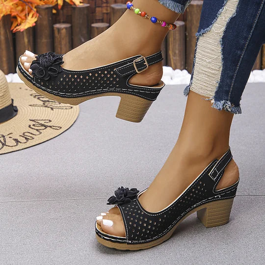 Imogen | Sandalias de Talón Abierto Con Diseño Floral