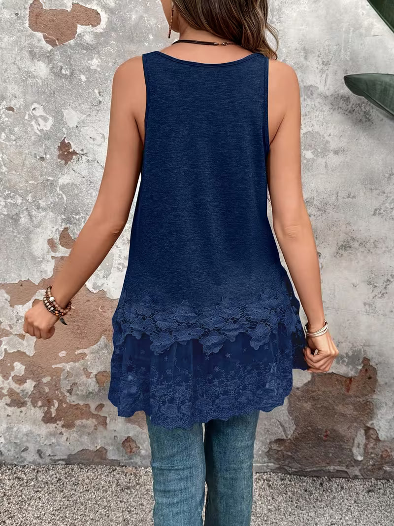 Brannah | Camiseta Túnica Sin Mangas Con Bajo De Encaje