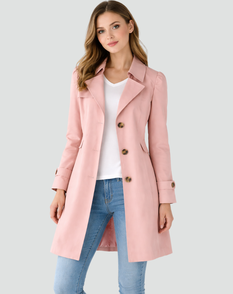 Snjezana | Abrigo de Manga Larga con Cuello Notched