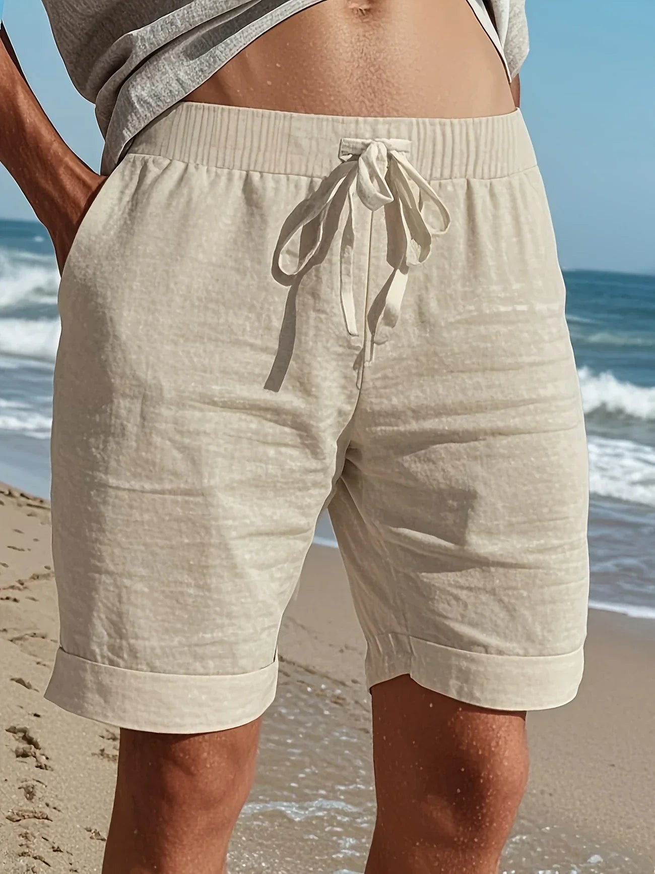 Callan | Pantalones Cortos Informales De Hombre Con Cordón, Hasta La Rodilla