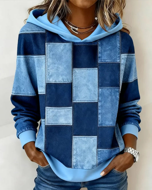 Yaralyn | Sudadera Con Capucha Y Manga Larga De Estilo Patchwork