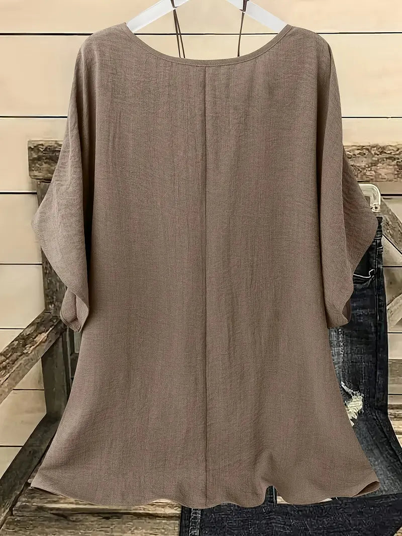 Dilek | Blusa Holgada Manga Corta Cuello Redondo