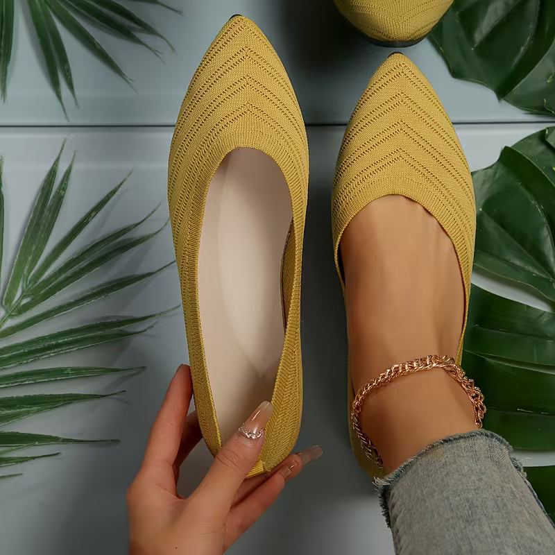 Mikya - Bailarinas Sin Cordones de Punto Con Punta Afilada