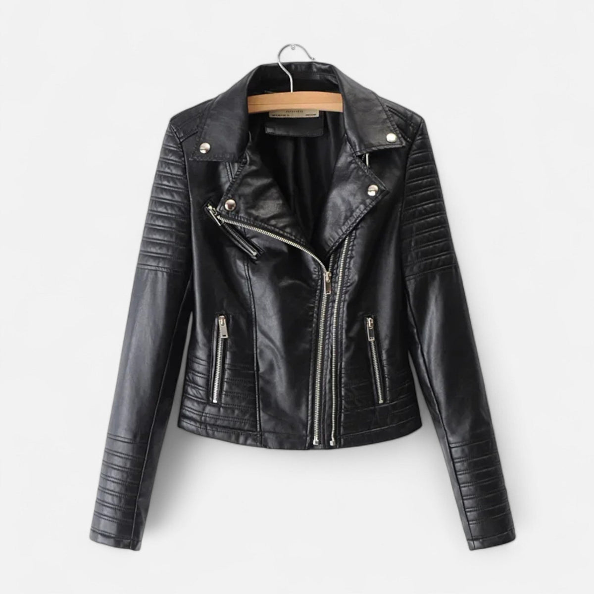 Lucraviana | Chaqueta Biker de Cuero con Mangas Largas