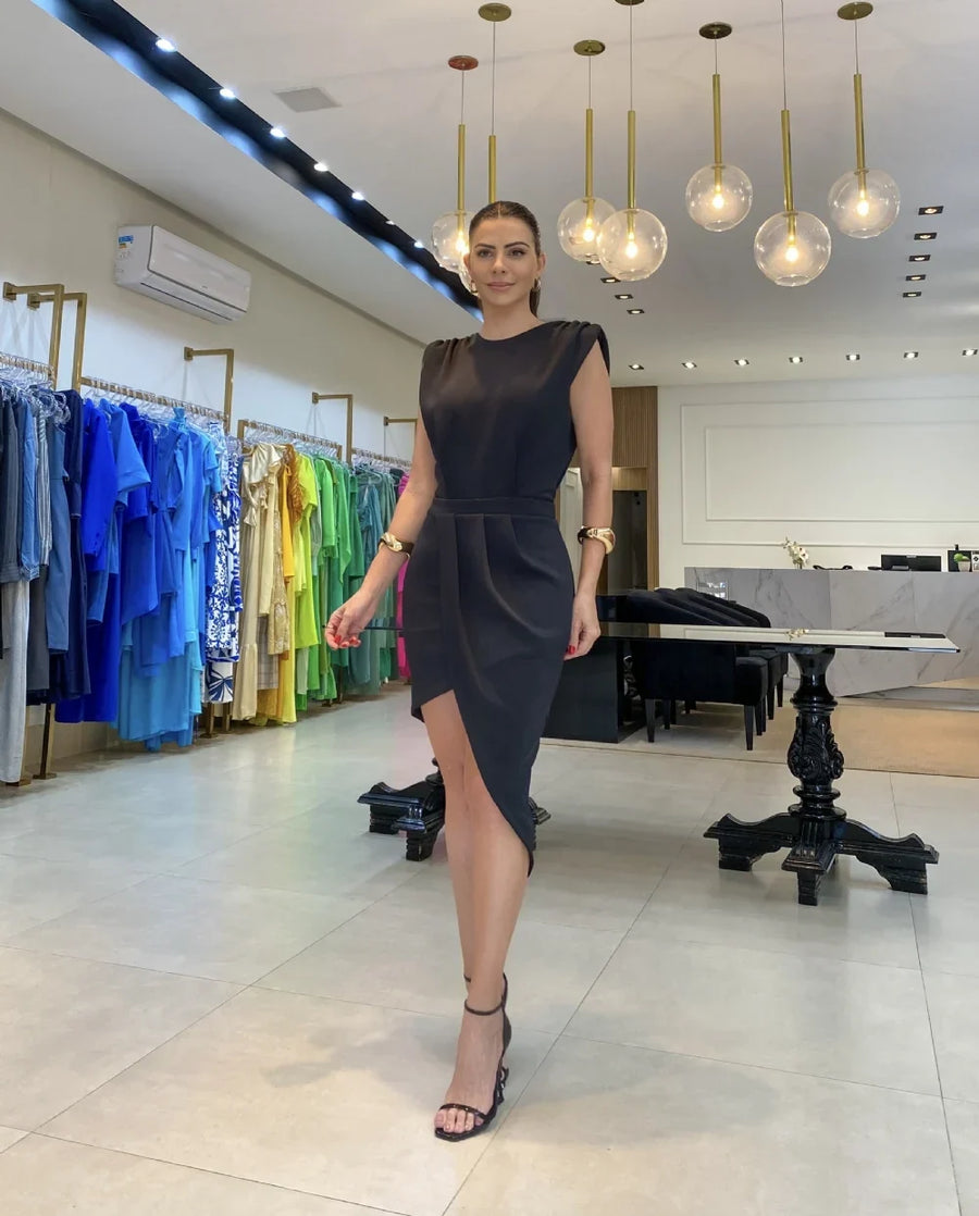 Meelia | Vestido Midi Asimétrico Sin Mangas
