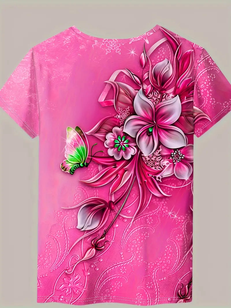 Carlisa | Camiseta De Manga Corta Con Estampado Floral Y Mariposas