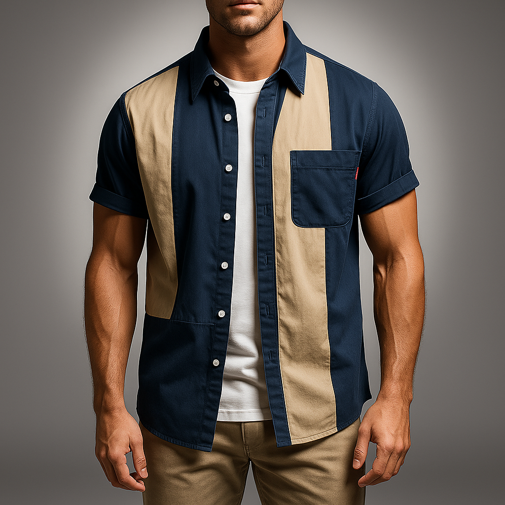 Biagio | Camisa Manga Corta Bloques Color Con Botones