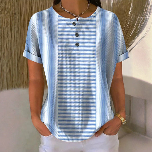 Lessie | Camiseta de Rayas con Botones en la Parte Delantera