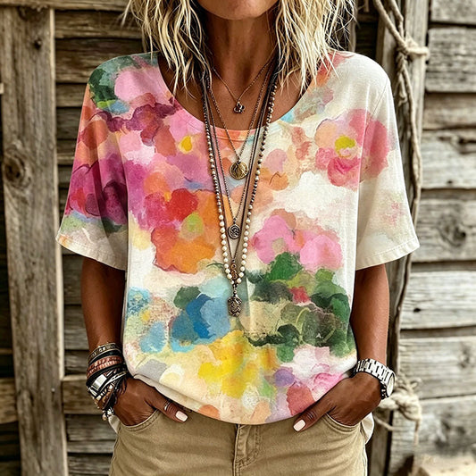 Pritey | Camiseta Estampado Floral Manga Corta