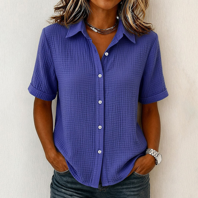Selime | Blusa De Manga Corta Con Cuello Y Cierre Frontal De Botones