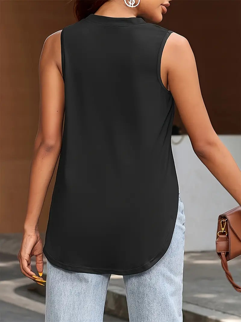 Desirae | Camiseta Sin Mangas Con Cuello Redondo Y Aberturas Laterales