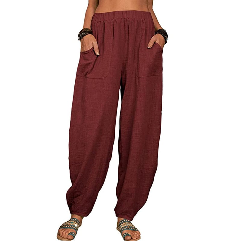 Zinzi | Pantalón Baggy Mujer Lino Bolsillos