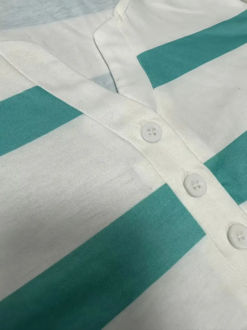Dakota | Camiseta Henley a Rayas Con Mangas Tres Cuartos