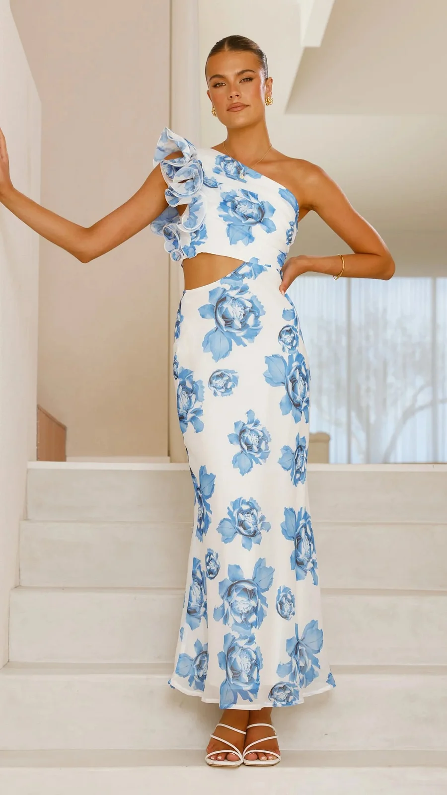 Dorothy | Vestido Largo Rosa Floral Asimétrico