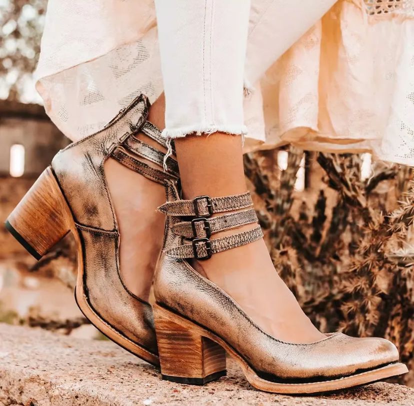 Steffie - Zapatos de Salón Con Tacón Grueso y Tiras