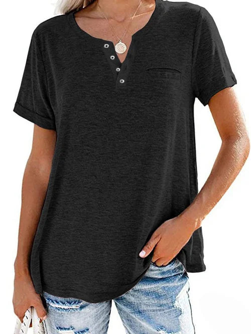 Cettina | Camiseta Henley Manga Corta Bolsillo