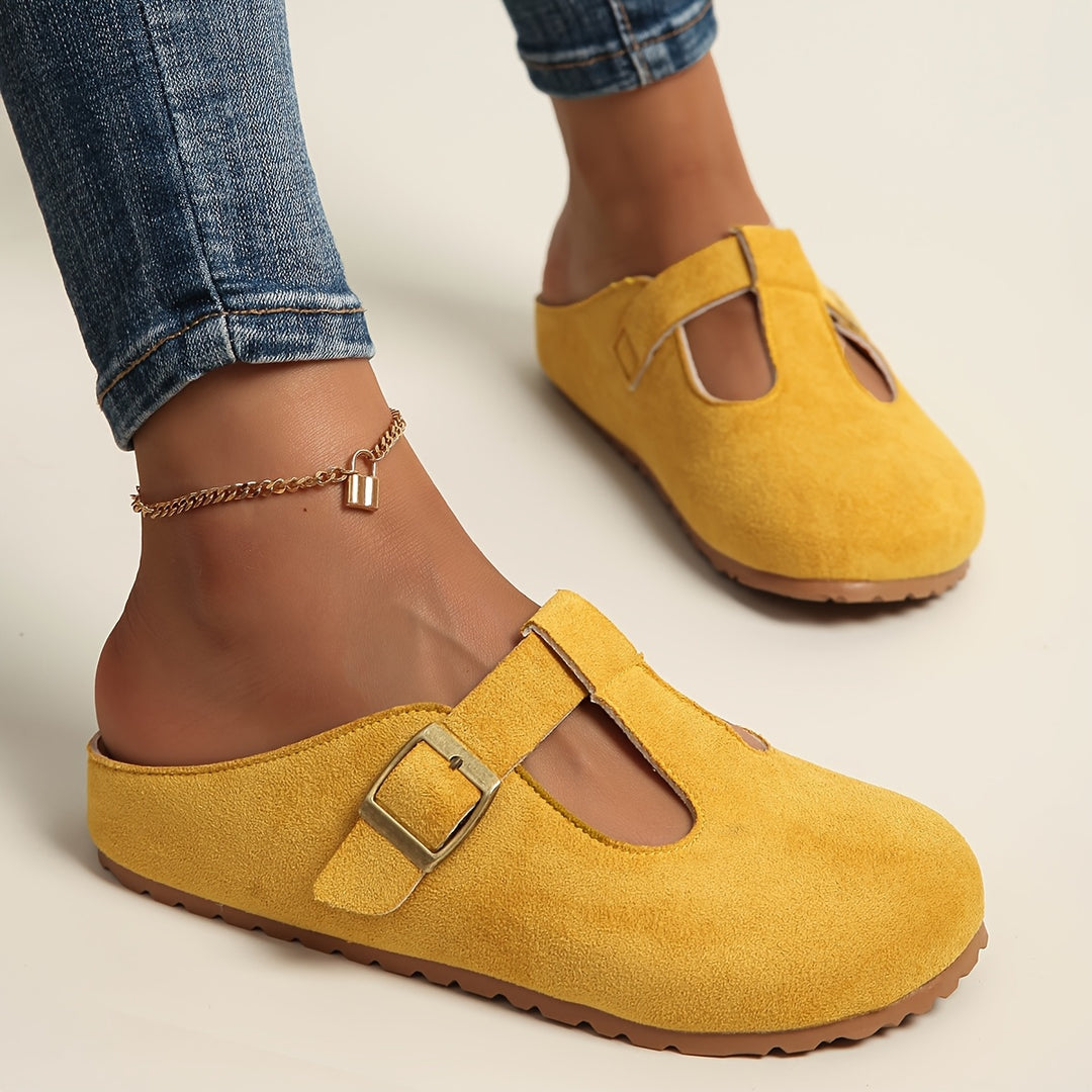 Helane | Zueco Slip On Ante Mujer Hebilla Tira