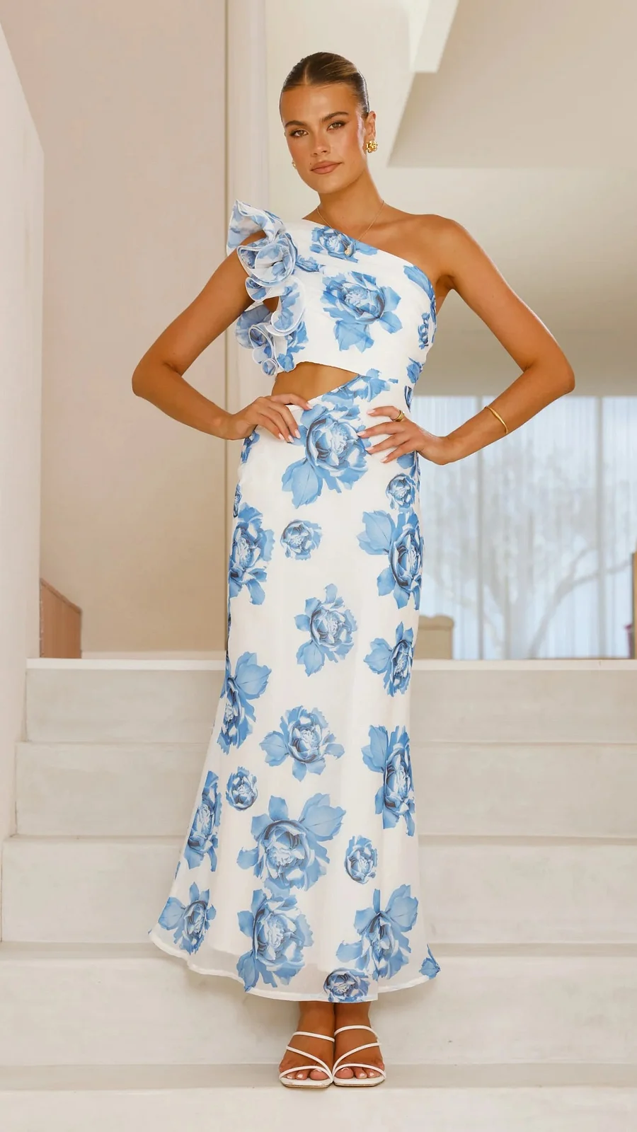 Dorothy | Vestido Largo Rosa Floral Asimétrico