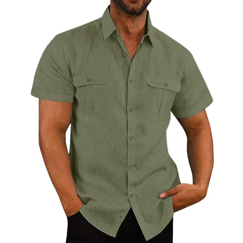 Eldwin | Camisa De Manga Corta Con Botones Y Bolsillos Para Hombre