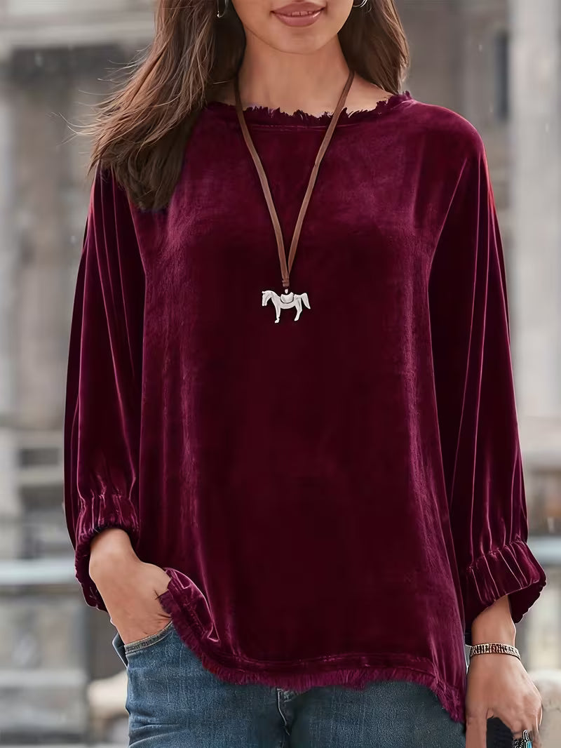 Petunia | Blusa Holgada de Terciopelo Manga Larga