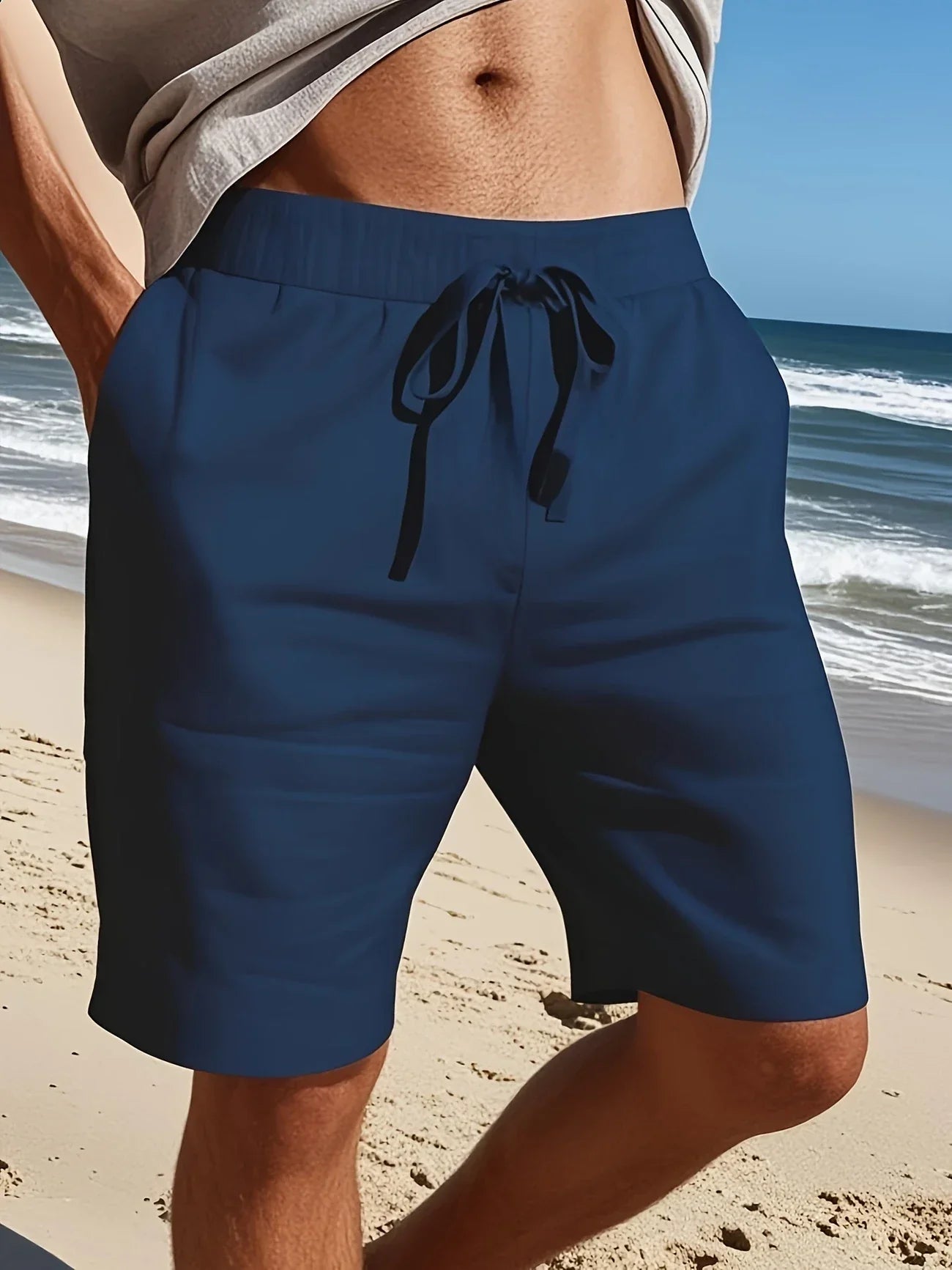 Callan | Pantalones Cortos Informales De Hombre Con Cordón, Hasta La Rodilla