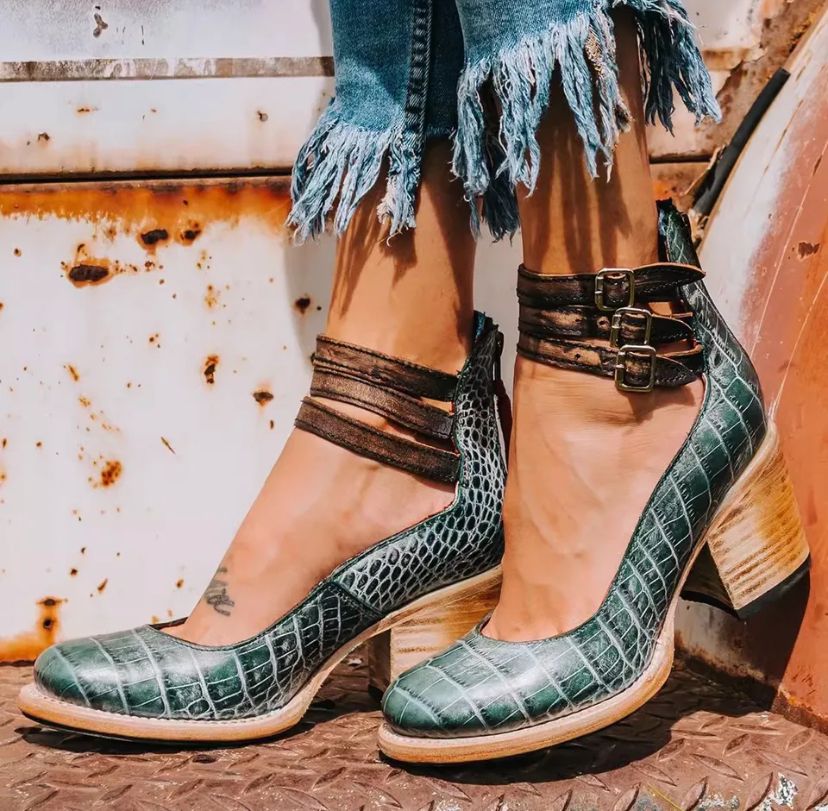 Steffie - Zapatos de Salón Con Tacón Grueso y Tiras