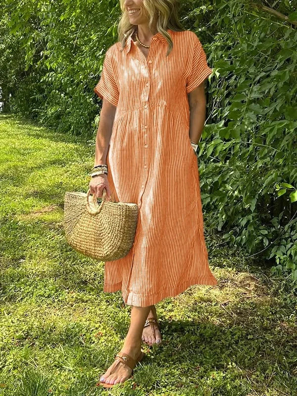 Samara | Vestido Camisero Rayado Con Botones
