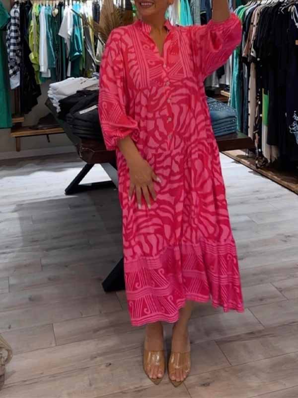 Elyanna | Vestido MIDI Estampado Con Botones en La Parte Delantera