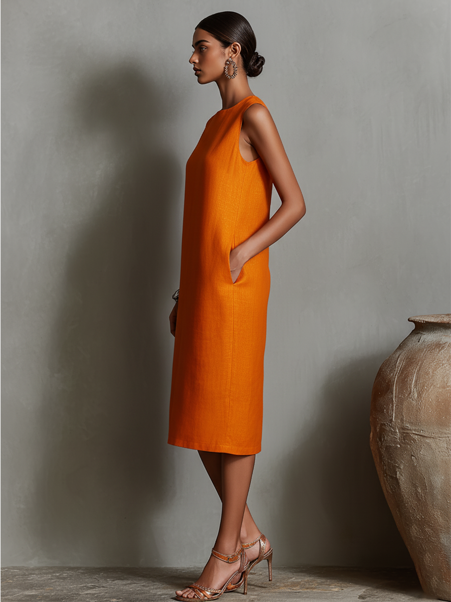 Katalina | Vestido Recto Sin Mangas Con Bolsillos