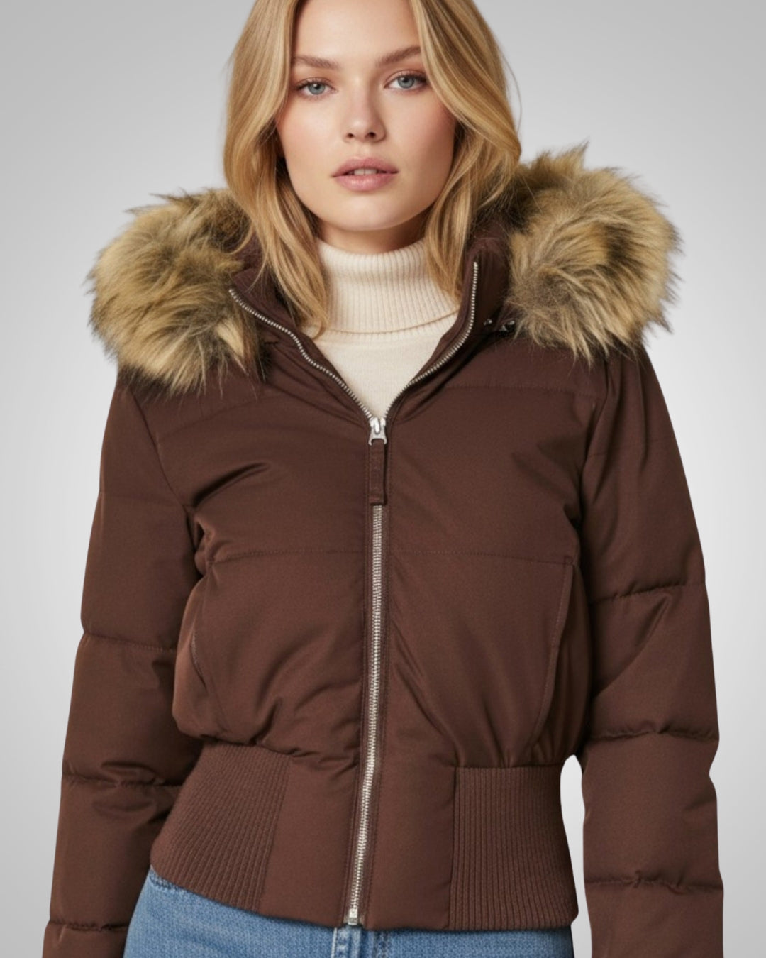 Isabel | Chaqueta acolchada con capucha de piel sintética