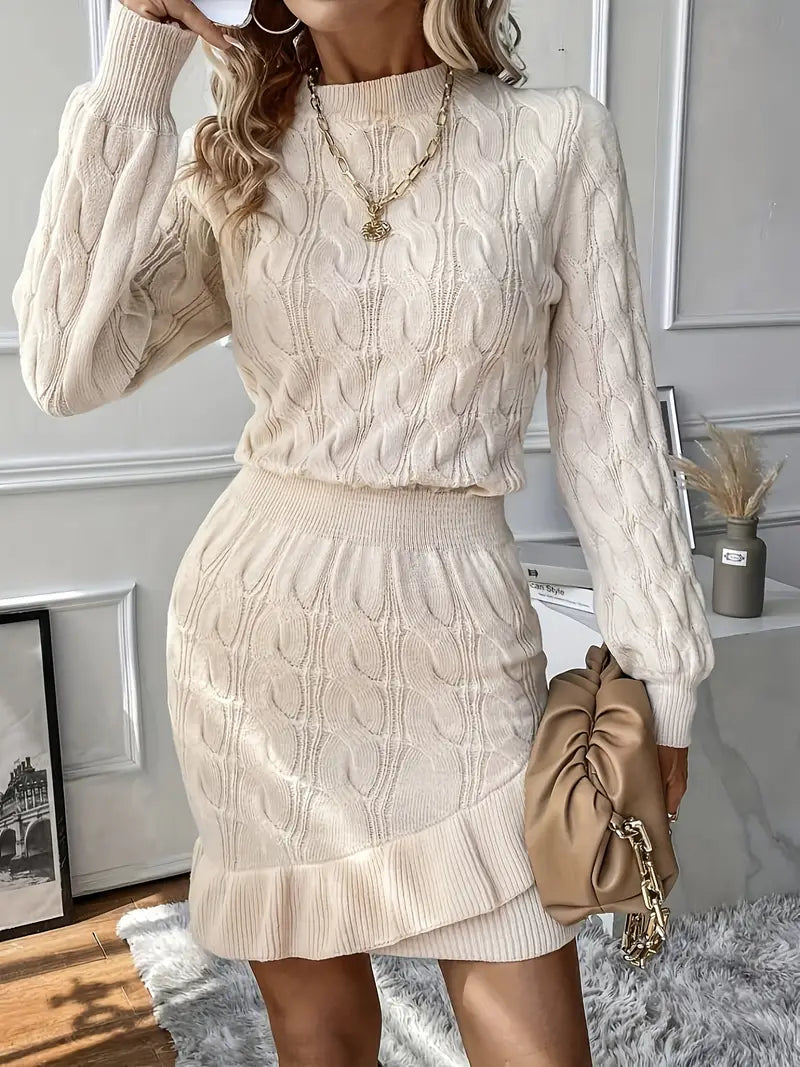 Katla | Vestido De Punto De Trenzado De Manga Larga