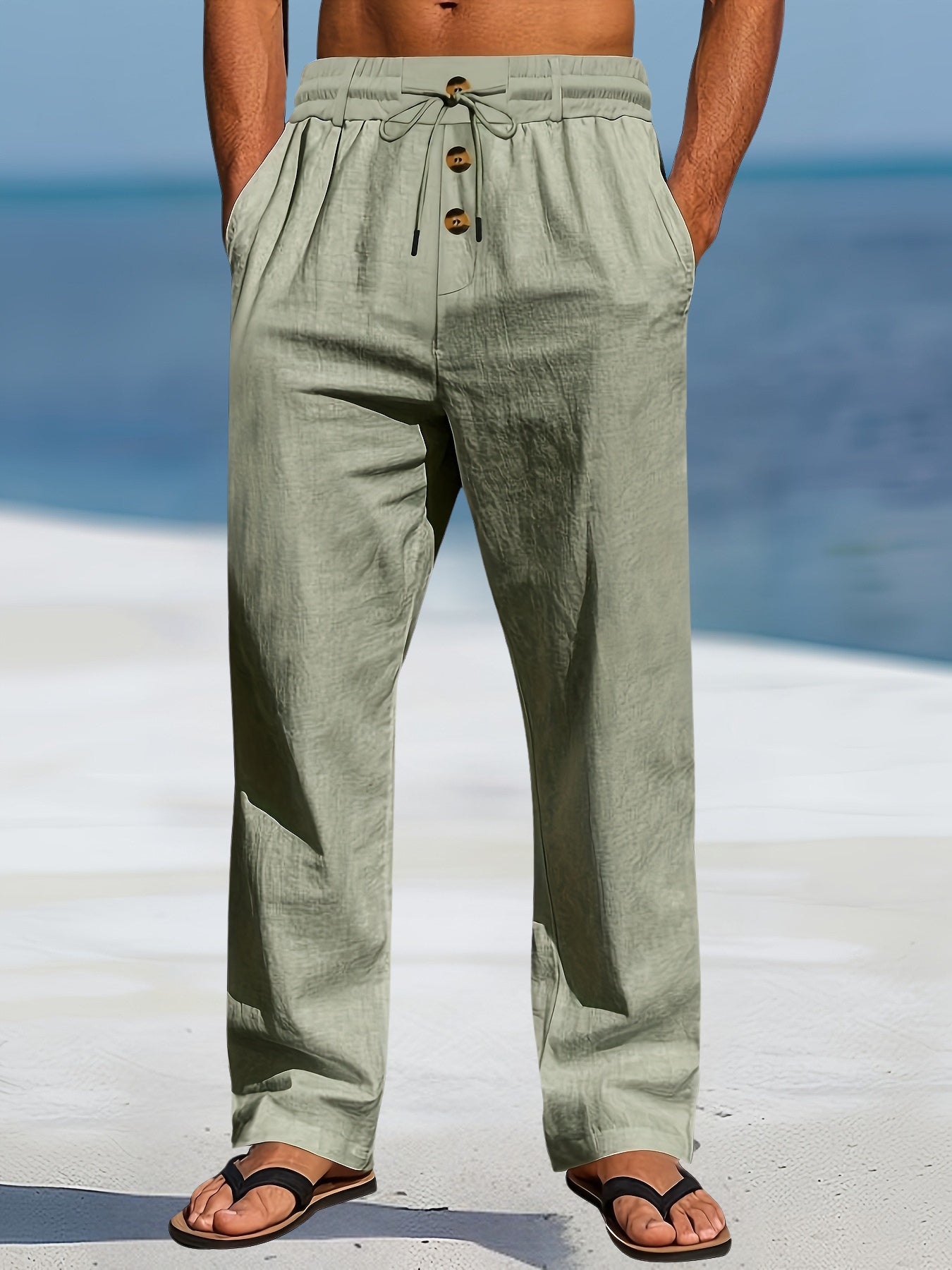 Aznar - Pantalón recto de lino con Cordón