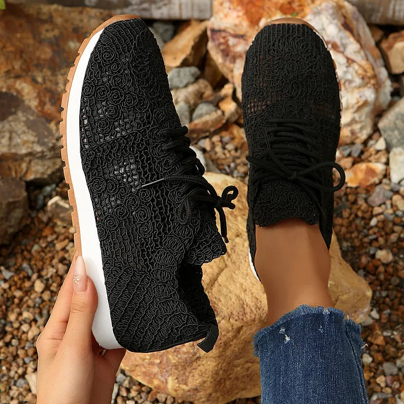 Susannah - Zapatillas Informales Transpirables con Cordones y Tejido de Punto